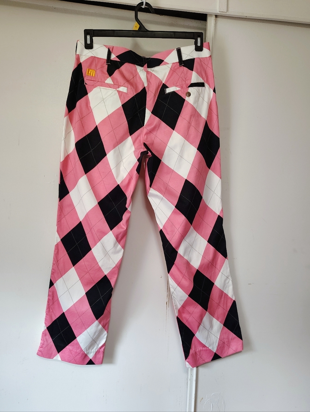 Loudmouth Golf Pants Men's Pink Black Argyle size 32/30. - Picture 11 of 14